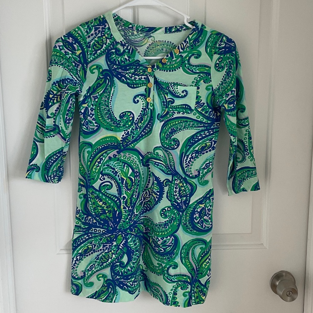 Lilly Pulitzer Green and Blue Paisley Kids Swim Coverup